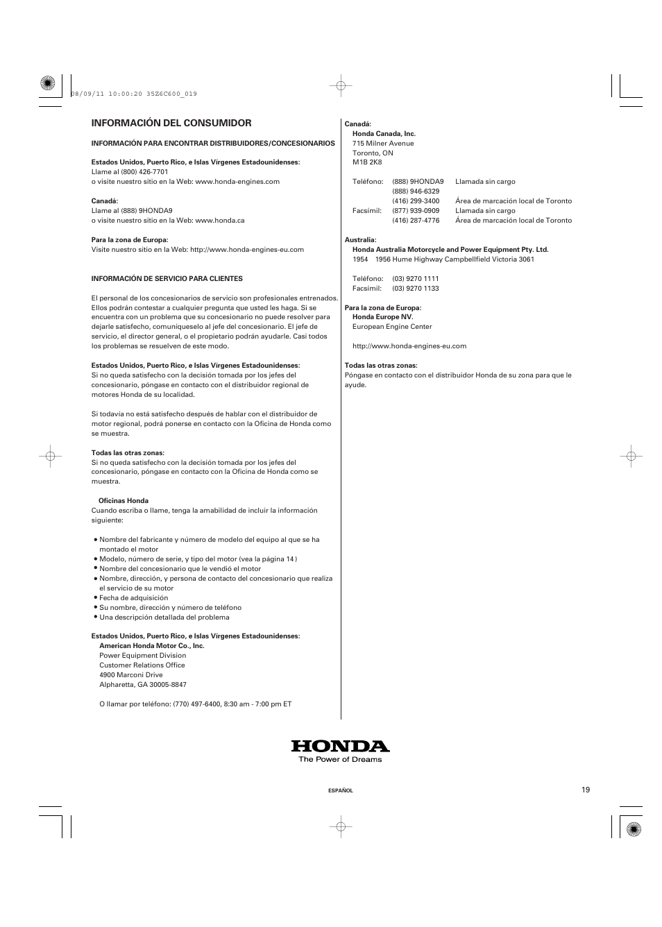 HONDA GX620 User Manual | Page 58 / 58