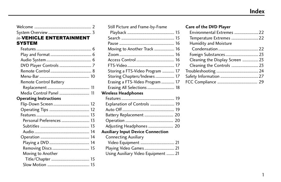 Index | HONDA 08A23-9E1-010 User Manual | Page 2 / 31