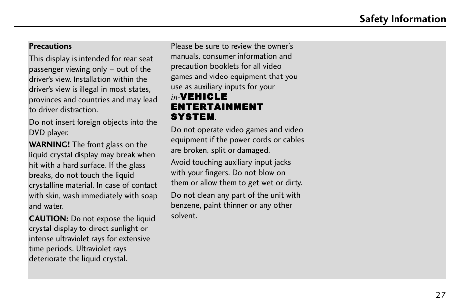 Safety information | HONDA 08A23-9E1-010 User Manual | Page 28 / 31