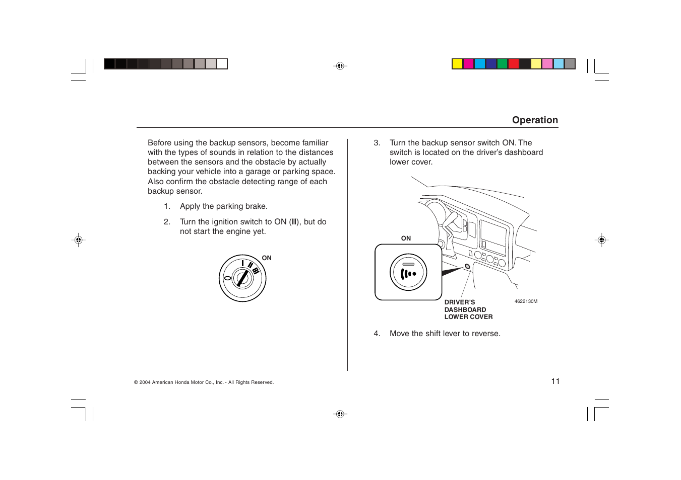 HONDA Ridgeline Backup Sensors User Manual | Page 11 / 16