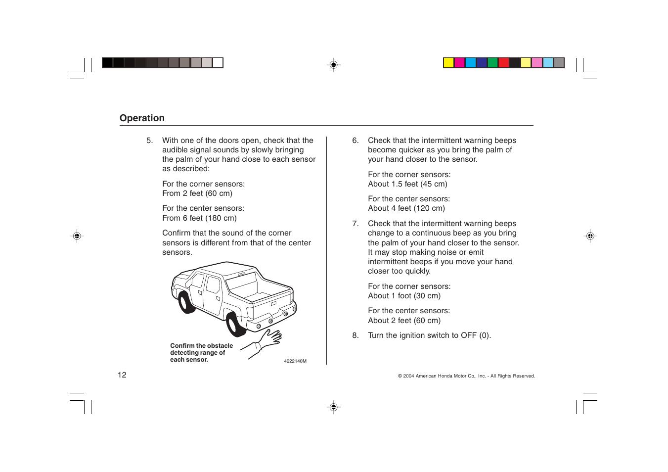 HONDA Ridgeline Backup Sensors User Manual | Page 12 / 16