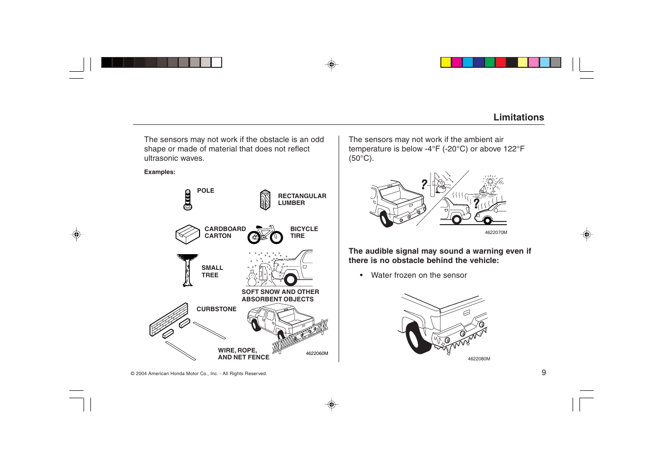 Limitations | HONDA Ridgeline Backup Sensors User Manual | Page 9 / 16