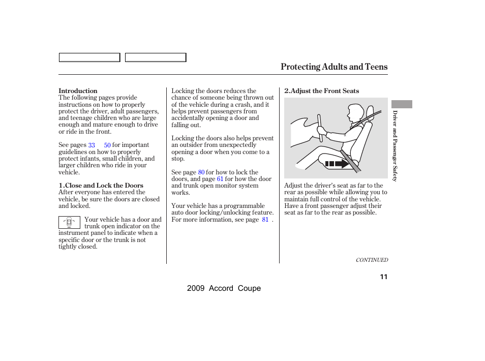 Protecting adults and teens | HONDA 2009 Accord Coupe User Manual | Page 14 / 412