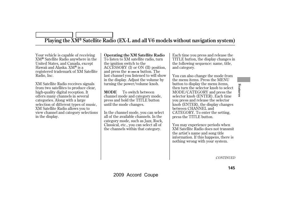 HONDA 2009 Accord Coupe User Manual | Page 148 / 412