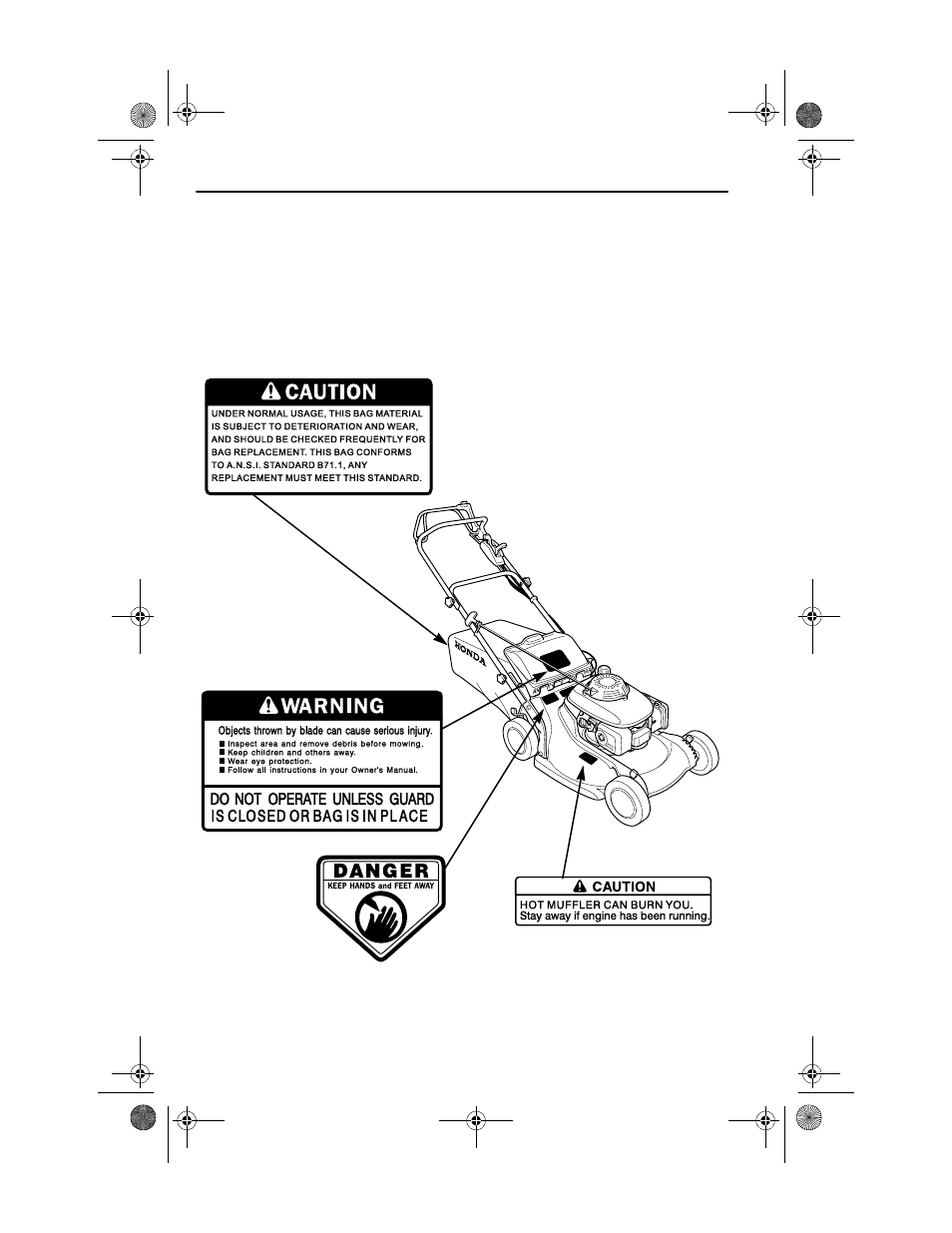 Lawnmower safety 6 | HONDA HRB216TDA User Manual | Page 8 / 74