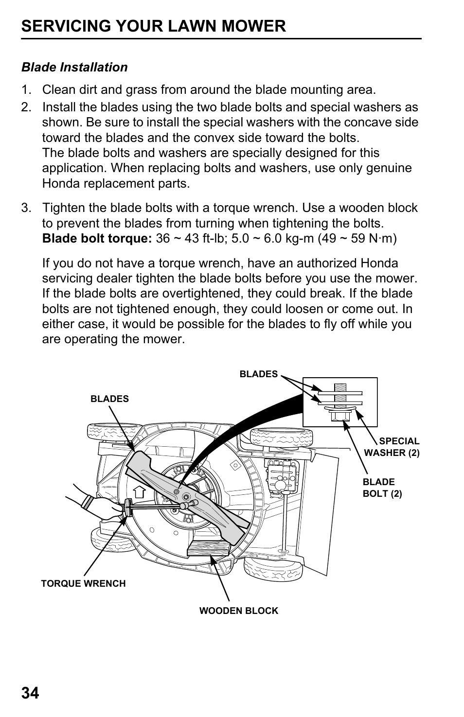 Servicing your lawn mower 34 | HONDA HRX217TDA User Manual | Page 36 / 80