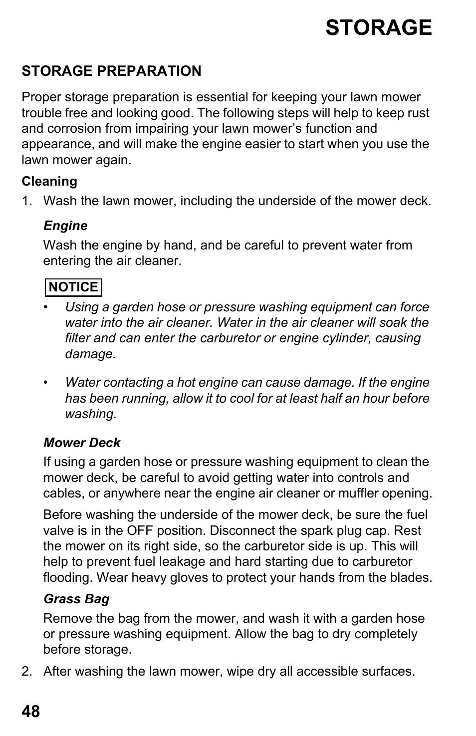 Storage, Storage preparation | HONDA HRX217TDA User Manual | Page 50 / 80