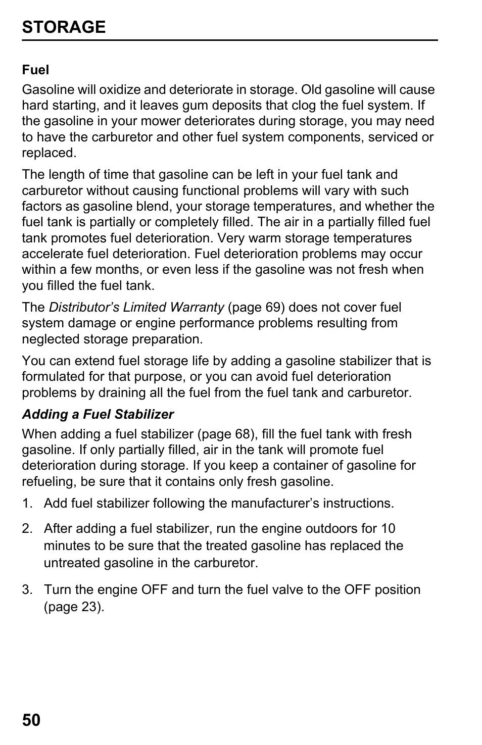 Storage 50 | HONDA HRX217TDA User Manual | Page 52 / 80