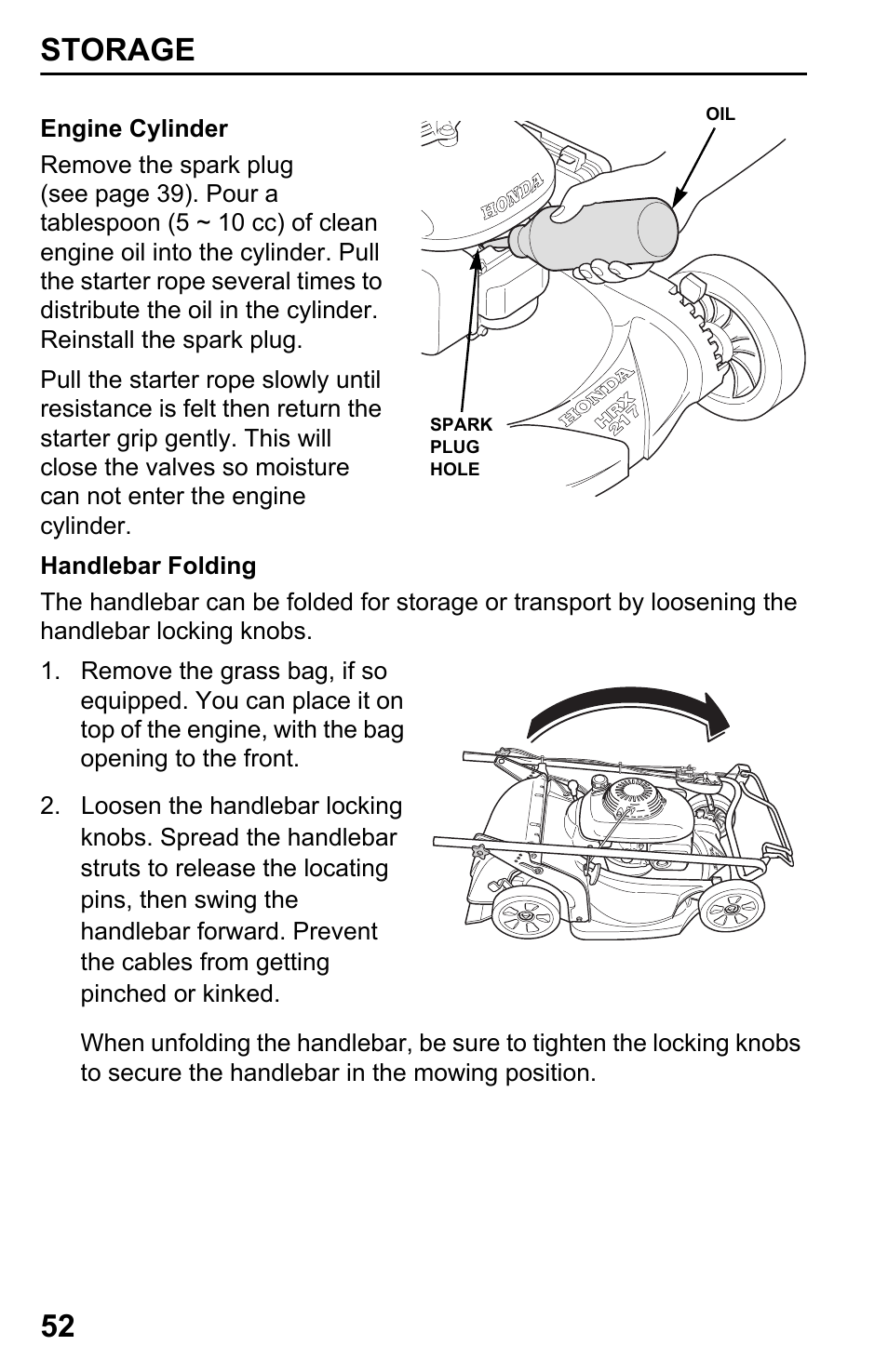 Storage 52 | HONDA HRX217TDA User Manual | Page 54 / 80