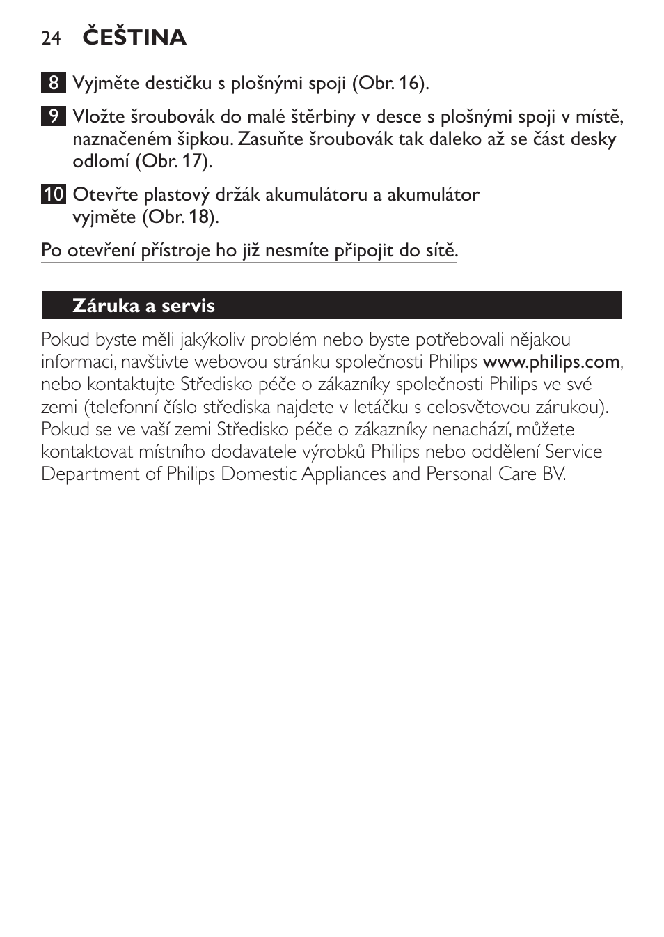 Záruka a servis | Philips QC 5099 User Manual | Page 24 / 106