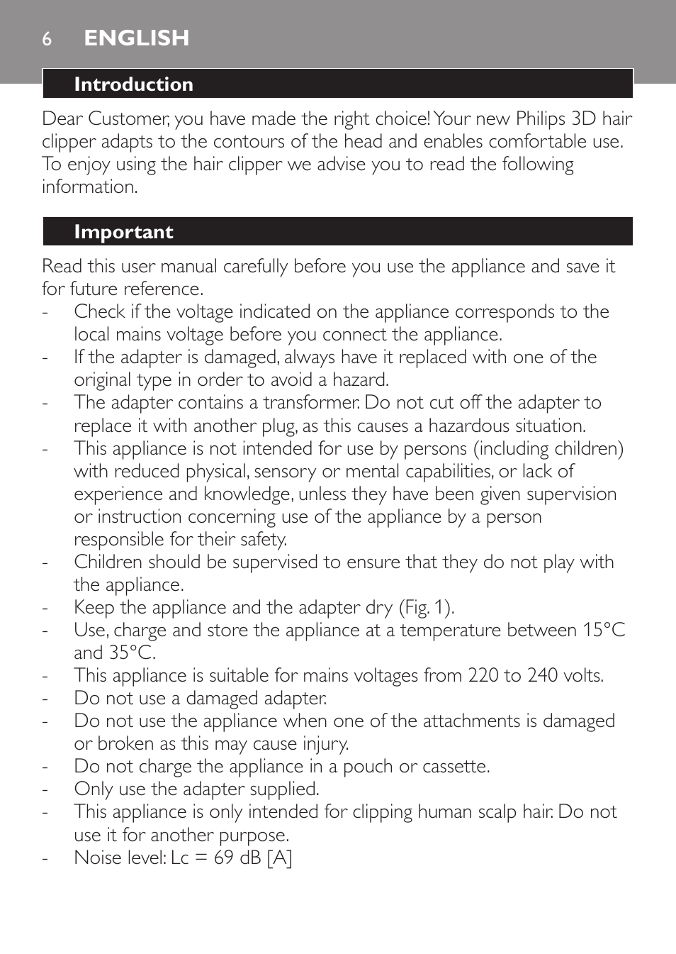 English, Introduction, Important | Philips QC 5099 User Manual | Page 6 / 106