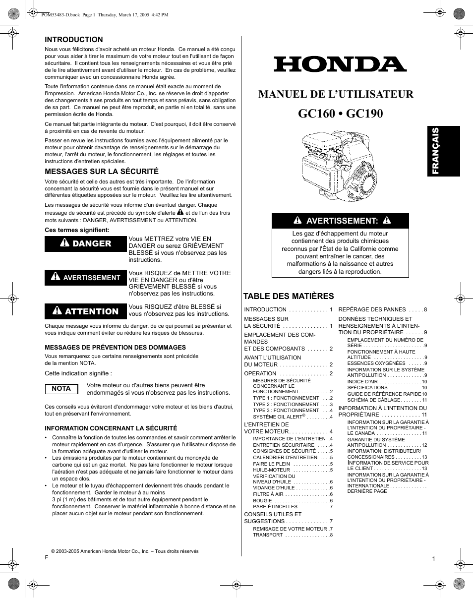 HONDA GC190 User Manual | Page 15 / 44