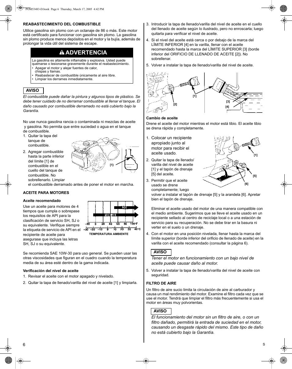 Advertencia | HONDA GC190 User Manual | Page 34 / 44