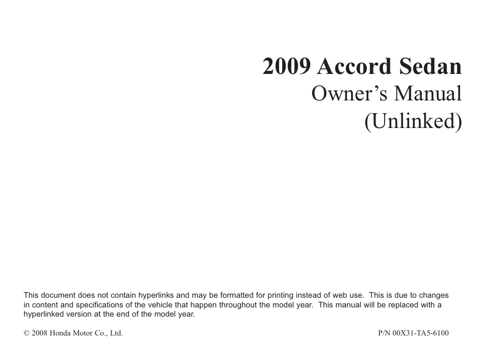 HONDA 2009 User Manual | 422 pages