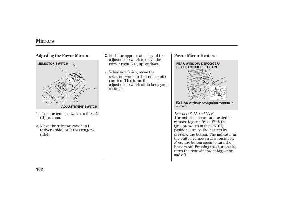 Mirrors | HONDA 2009 User Manual | Page 108 / 422