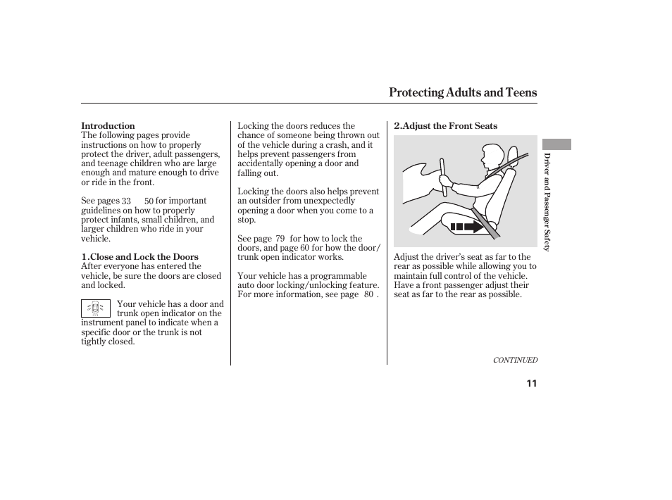 Protecting adults and teens | HONDA 2009 User Manual | Page 17 / 422