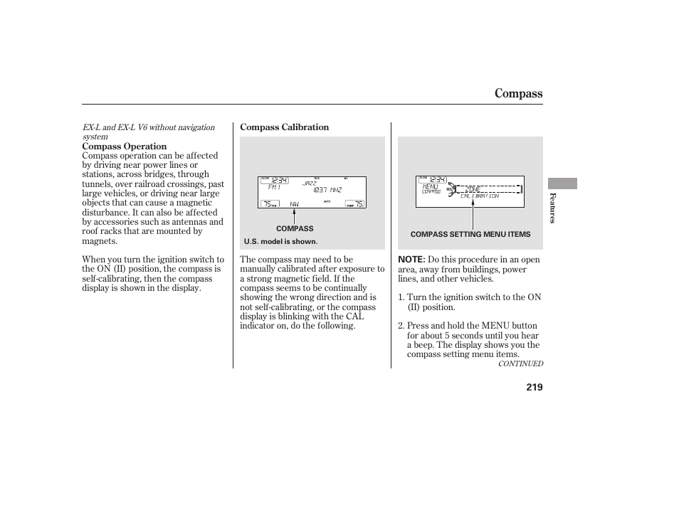 Compass | HONDA 2009 User Manual | Page 225 / 422