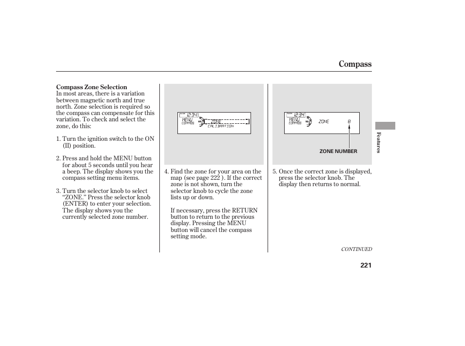 Compass | HONDA 2009 User Manual | Page 227 / 422