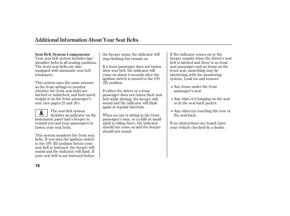 Additional information about your seat belts | HONDA 2009 User Manual | Page 24 / 422