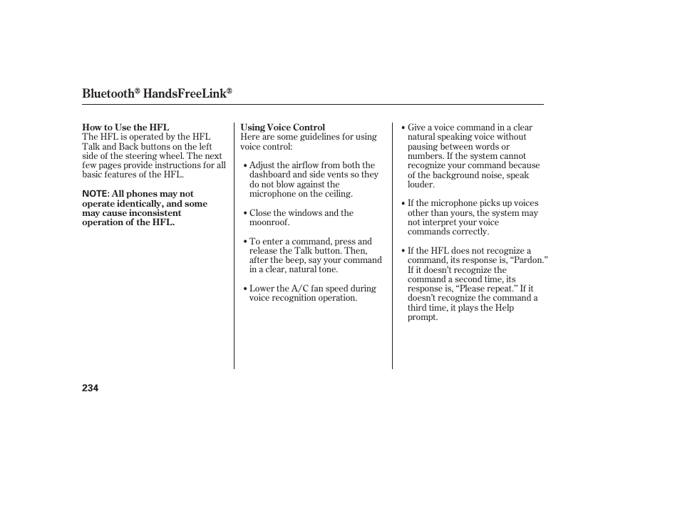 Bluetooth handsfreelink | HONDA 2009 User Manual | Page 240 / 422