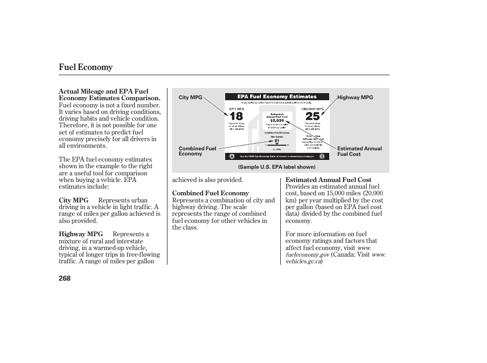 Fuel economy | HONDA 2009 User Manual | Page 274 / 422