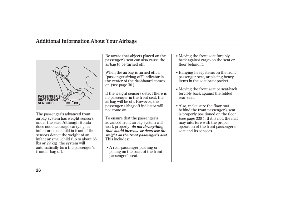 Additional information about your airbags | HONDA 2009 User Manual | Page 32 / 422