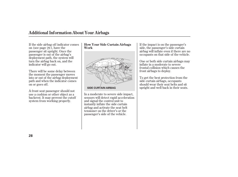 Additional information about your airbags | HONDA 2009 User Manual | Page 34 / 422