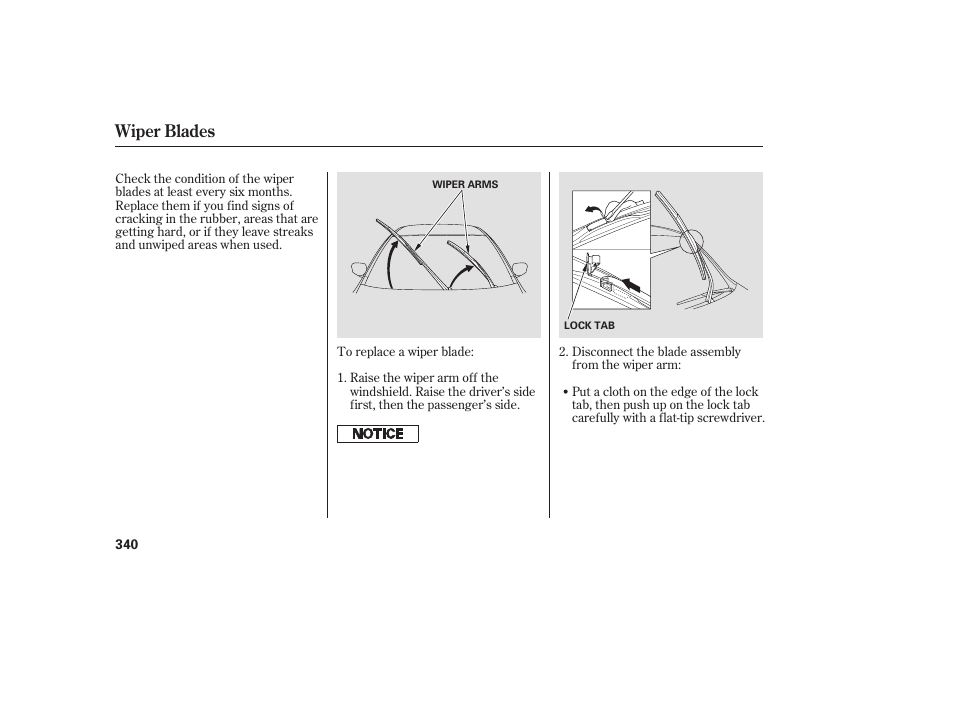 Wiper blades | HONDA 2009 User Manual | Page 346 / 422