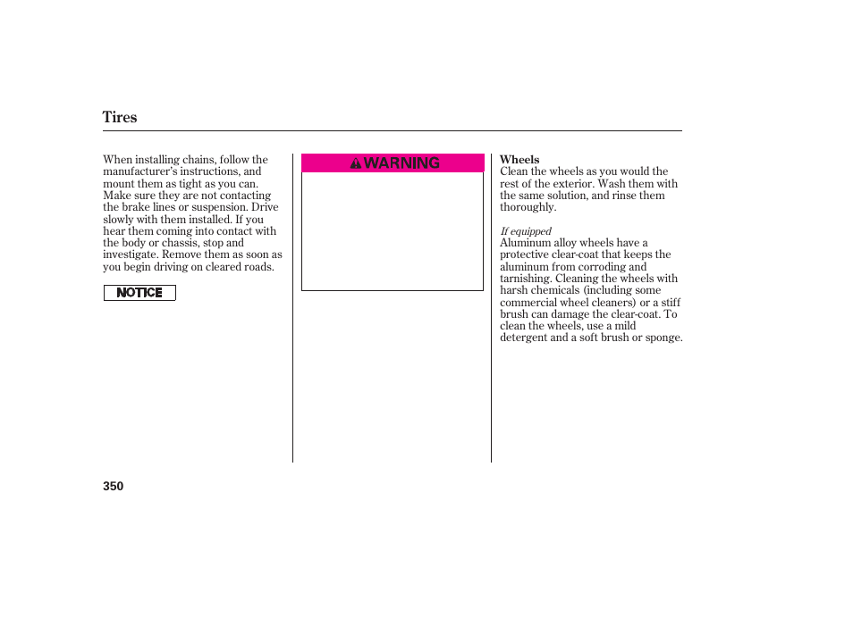 Tires | HONDA 2009 User Manual | Page 356 / 422