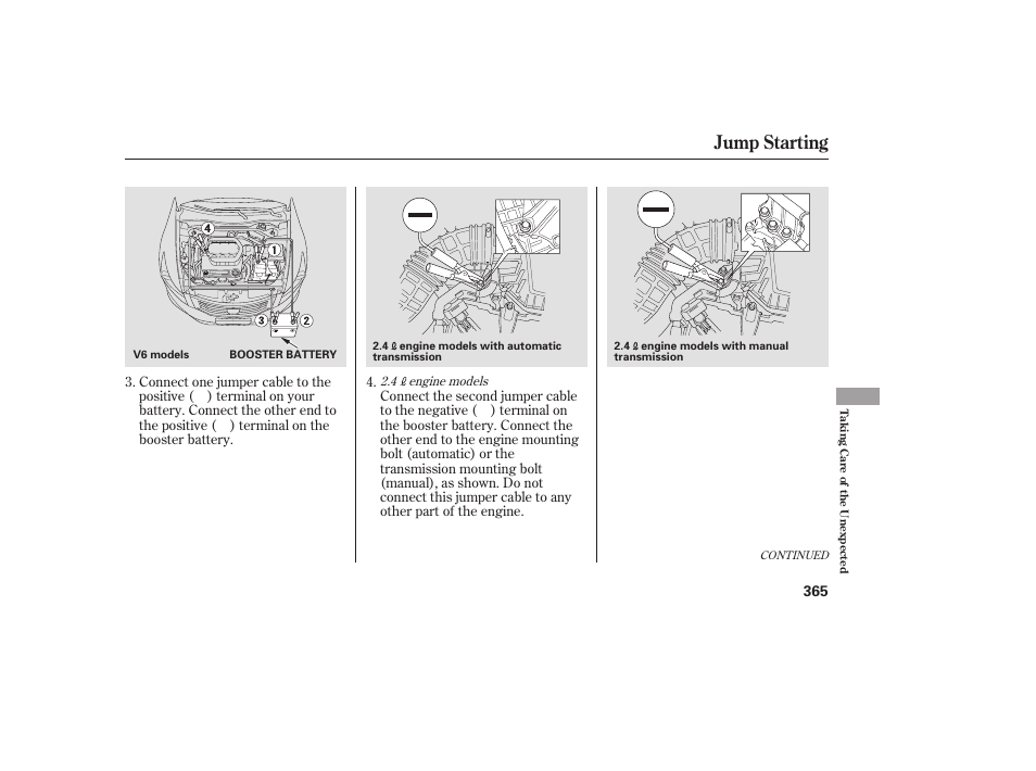 Jump starting | HONDA 2009 User Manual | Page 371 / 422