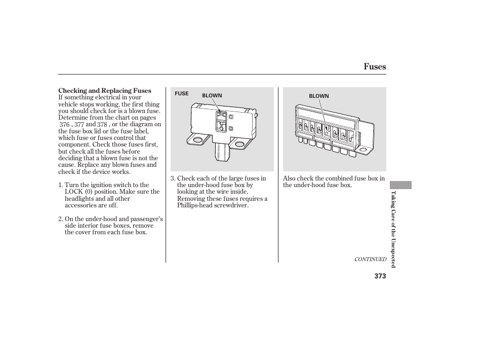 Fuses | HONDA 2009 User Manual | Page 379 / 422