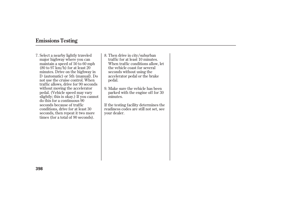 Emissions testing | HONDA 2009 User Manual | Page 404 / 422