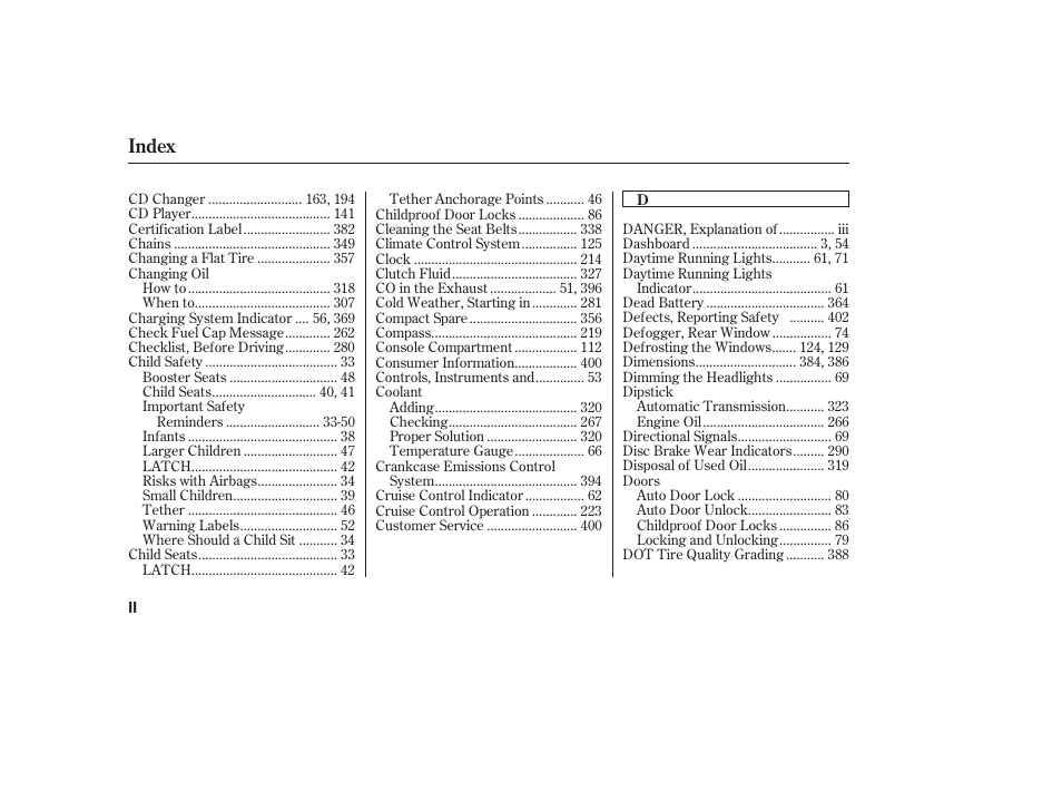 Index | HONDA 2009 User Manual | Page 412 / 422