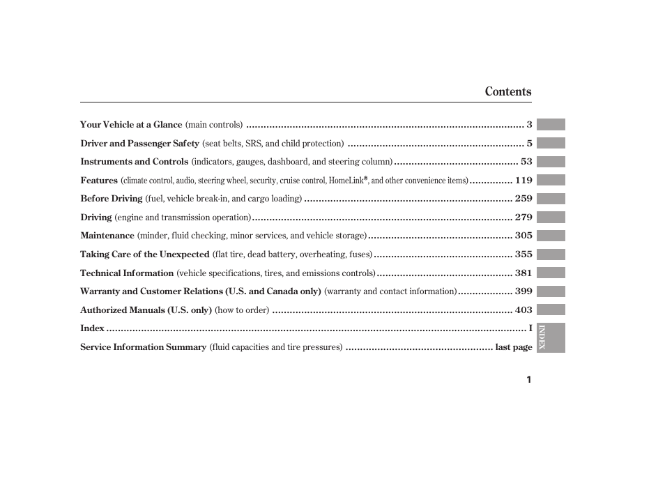 HONDA 2009 User Manual | Page 7 / 422