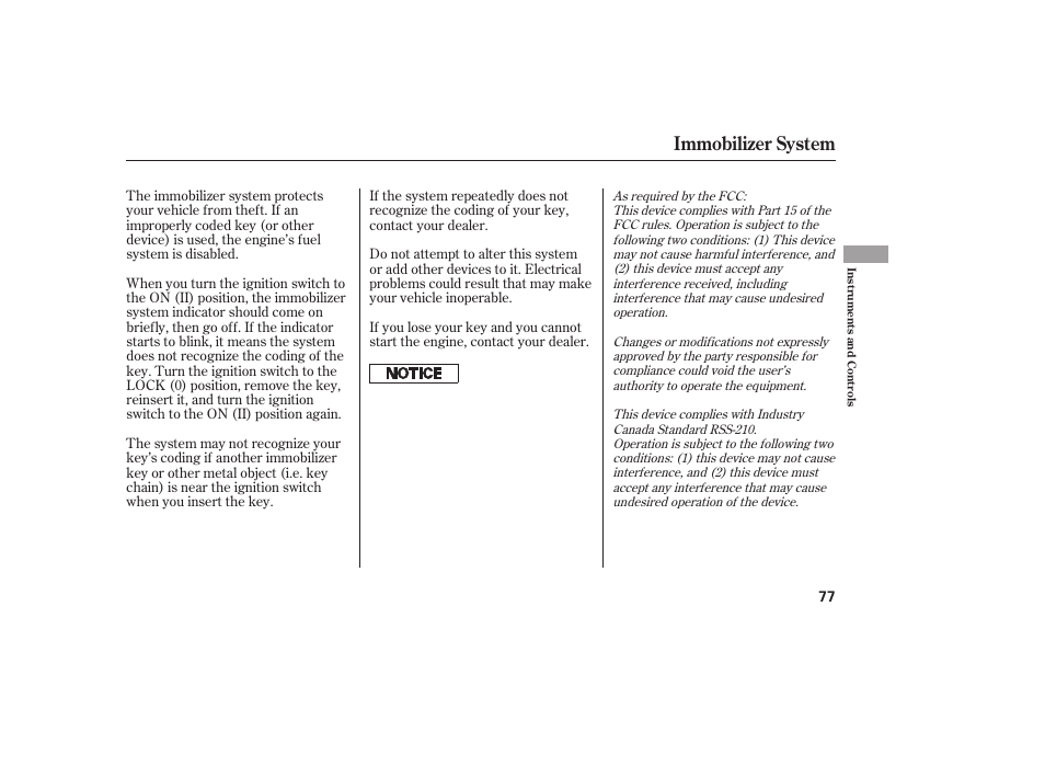 Immobilizer system | HONDA 2009 User Manual | Page 83 / 422