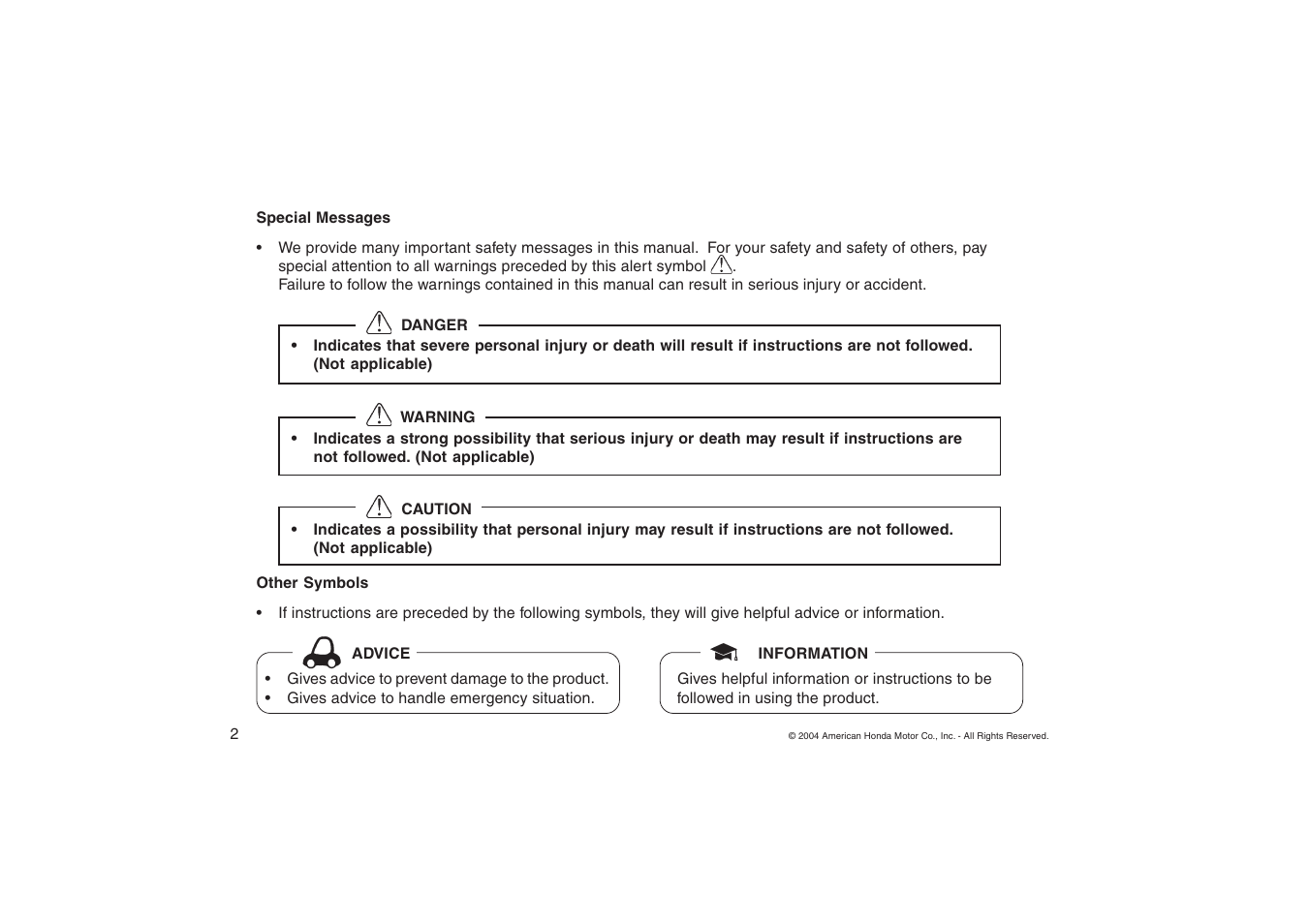 HONDA 2004 Cargo Board User Manual | Page 2 / 6