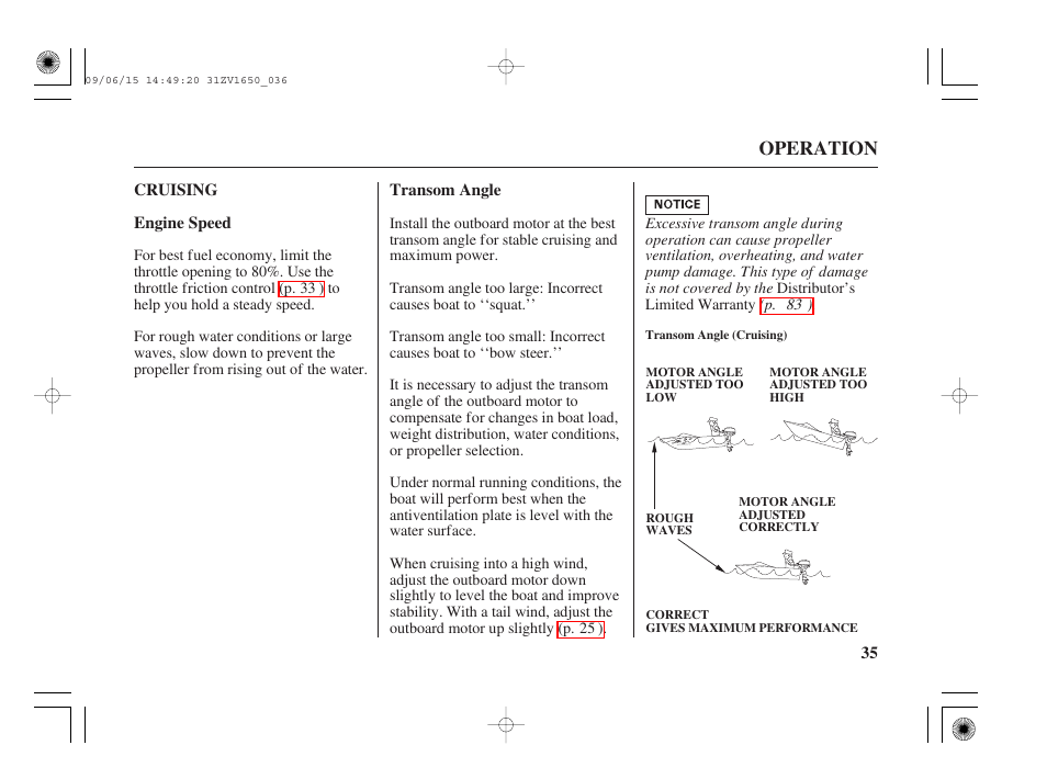 Cruising, Operation | HONDA BF5A User Manual | Page 37 / 99