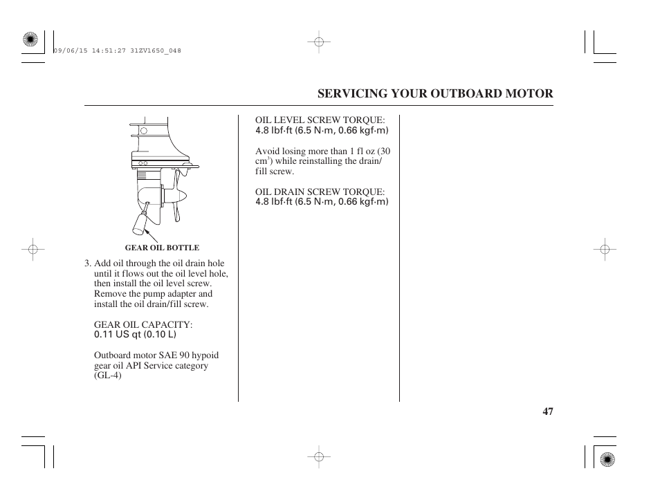 Servicing your outboard motor | HONDA BF5A User Manual | Page 49 / 99