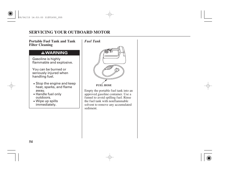 Portable fuel tank and tank filter cleaning | HONDA BF5A User Manual | Page 56 / 99