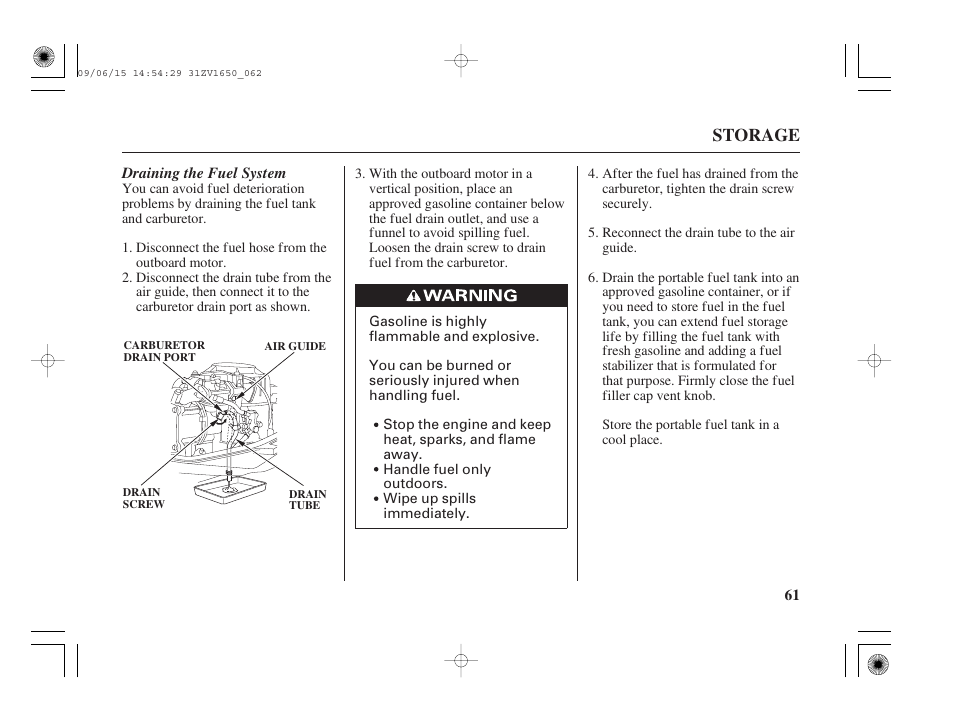 Storage | HONDA BF5A User Manual | Page 63 / 99