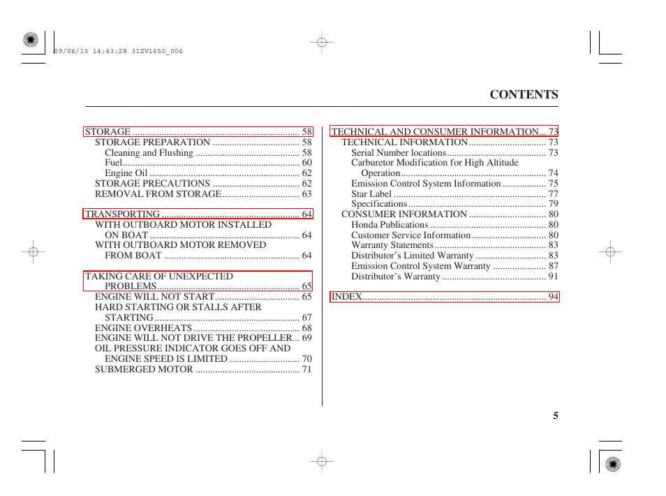 HONDA BF5A User Manual | Page 7 / 99