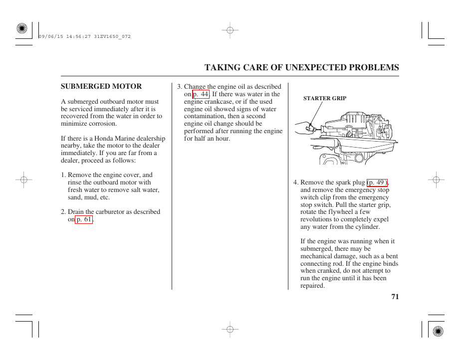 Submerged motor | HONDA BF5A User Manual | Page 73 / 99