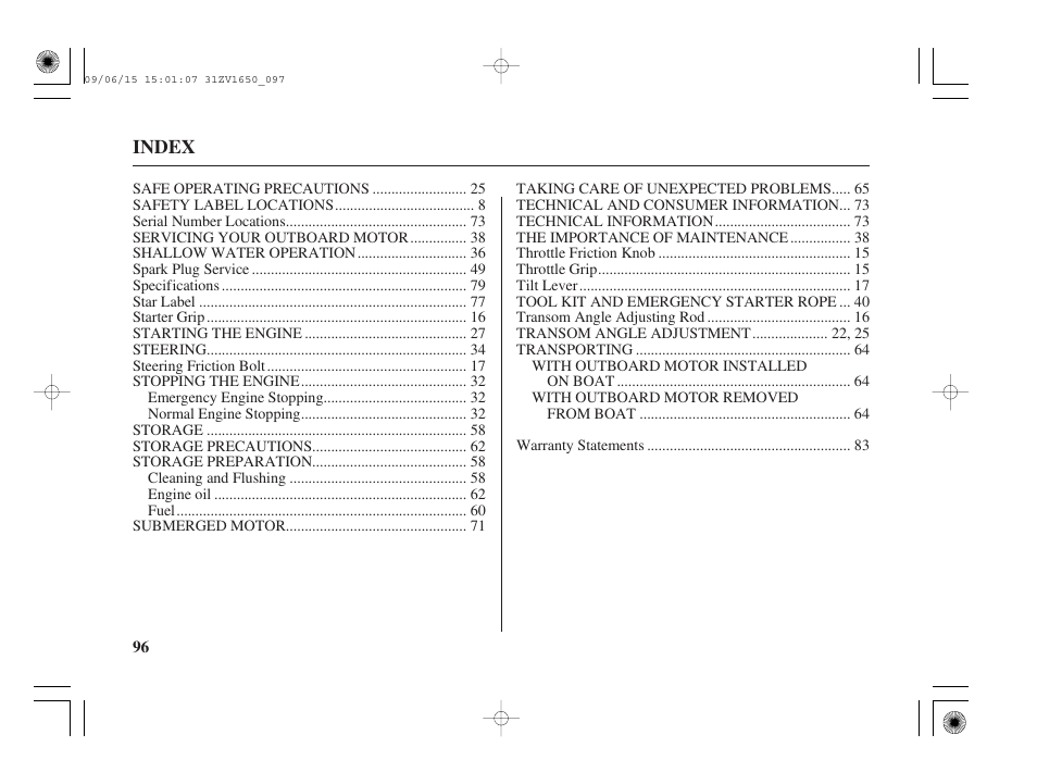 HONDA BF5A User Manual | Page 98 / 99
