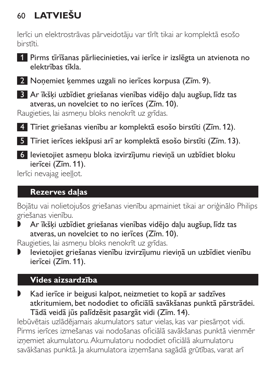 Rezerves daļas, Vides aizsardzība | Philips QC 5070 User Manual | Page 60 / 112