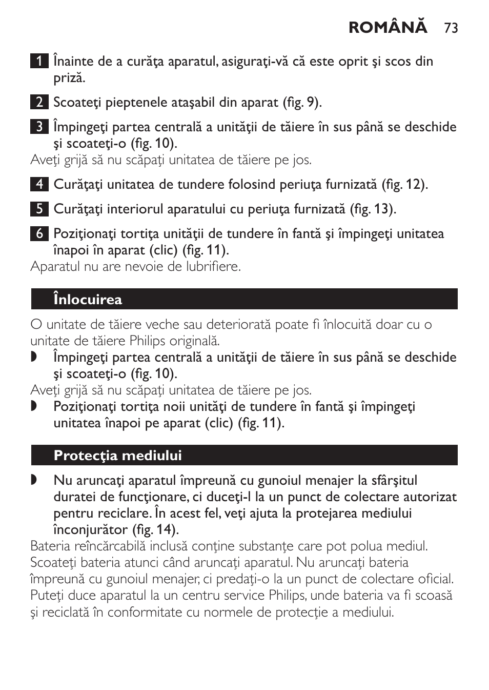 Înlocuirea, Protecţia mediului | Philips QC 5070 User Manual | Page 73 / 112