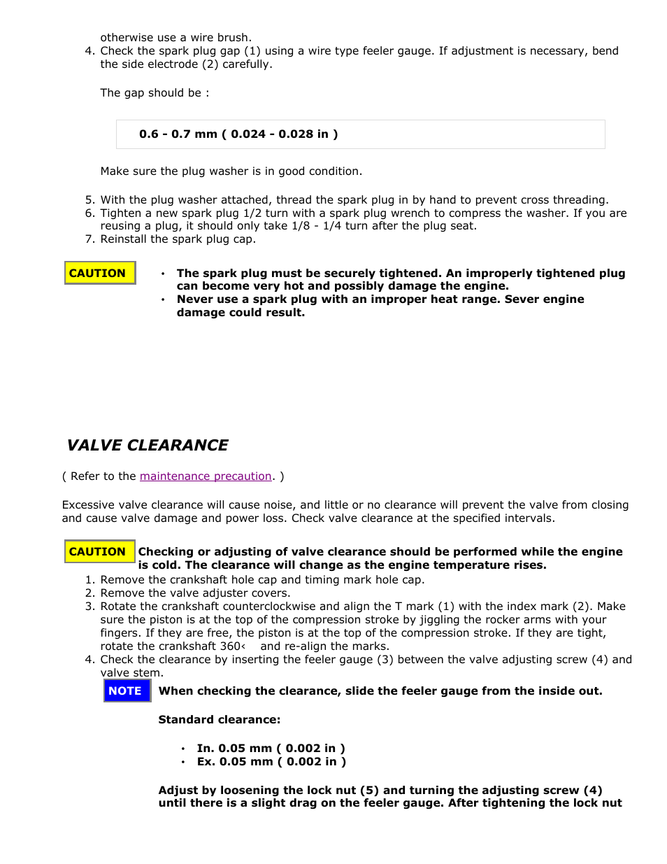 Valve clearance | HONDA CT110 User Manual | Page 7 / 10
