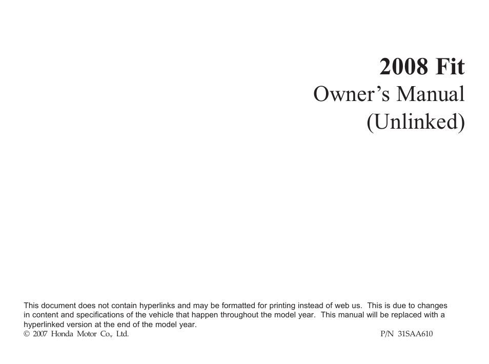 HONDA 31SAA610 User Manual | 282 pages