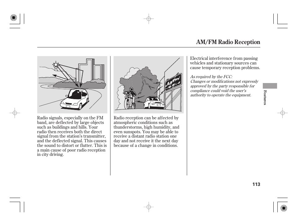 Am/fm radio reception | HONDA 31SAA610 User Manual | Page 119 / 282