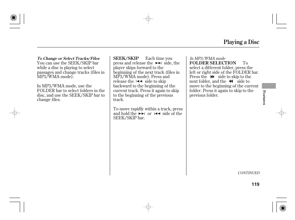 Playing a disc | HONDA 31SAA610 User Manual | Page 125 / 282