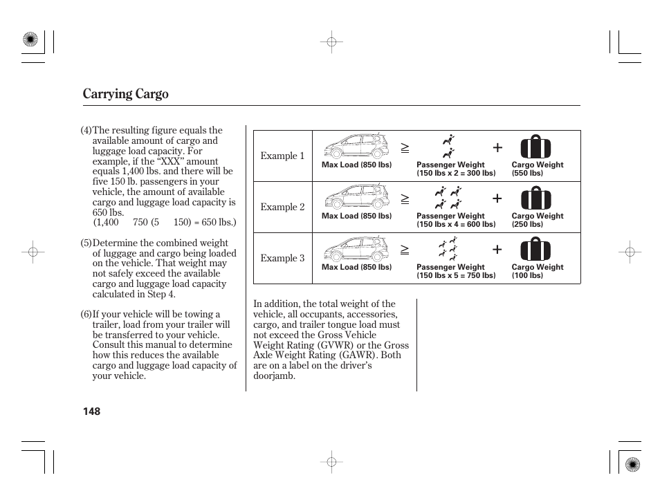 Carrying cargo | HONDA 31SAA610 User Manual | Page 154 / 282